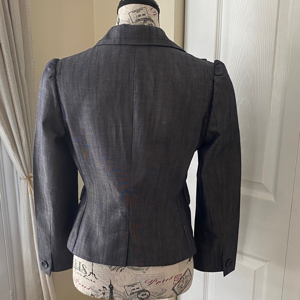 Banana Republic Petite 4P Structured Blazer Charcoal Gray Tailored Work Office - Picture 5 of 10
